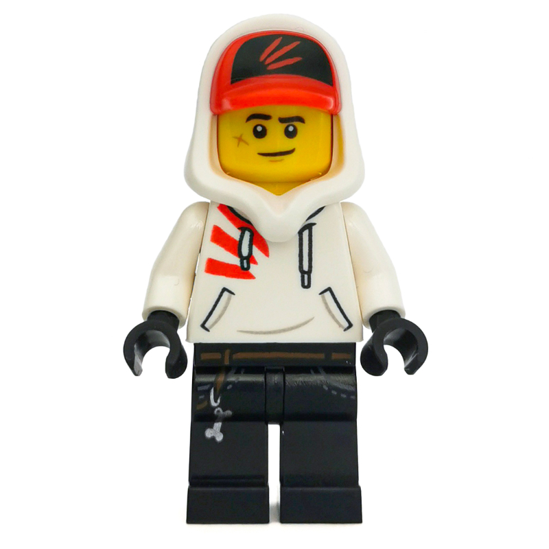 Jack Davids, White Hoodie with Hood and Red Cap - Used - $2.00