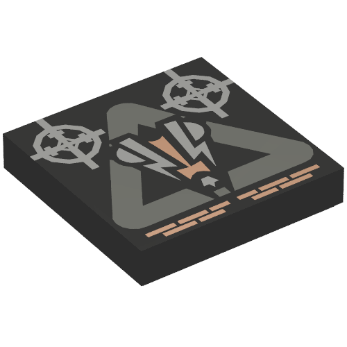 Black Tile 2x2 with Insectoid Logo in Triangle Print - Used - $0.13