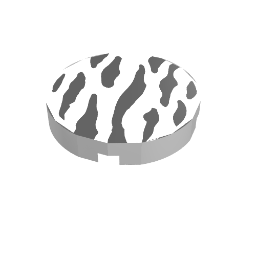 White Tile Round 2x2 with Zebra Stripes Print - Used - $1.34