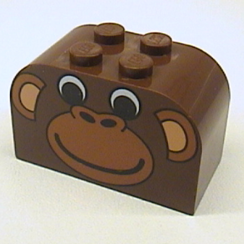 Brown Brick Curved 2x4x2 Double with Monkey Face Print - Used - $0.03
