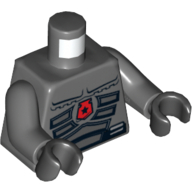 Dark Bluish Gray Torso Spacesuit with Red Police Badge, Belt with Pouches / Radio on Back Print, Dark Bluish Gray Arms, Black Hands - Used - $0.65