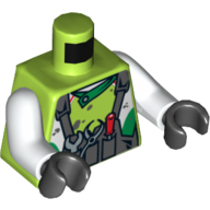 Lime Torso Racing Jacket, Dark Bluish Gray Overalls and Tools Print, White Arms, Black Hands - Used - $0.50