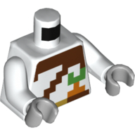 White Torso Pixelated Reddish Brown Straps, Orange and Green Carrot print, White Arms, Light Bluish Gray Hands - Used - $0.80