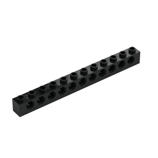 Black Technic Brick 1x12 [11 Pin Holes] - Used - $0.23