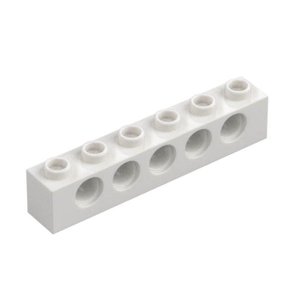 White Technic Brick 1x6 [5 Pin Holes] - Used - $0.07