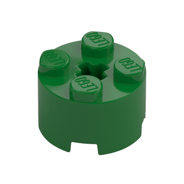 Green Brick Round 2x2 with Axle Hole - Used - $0.04