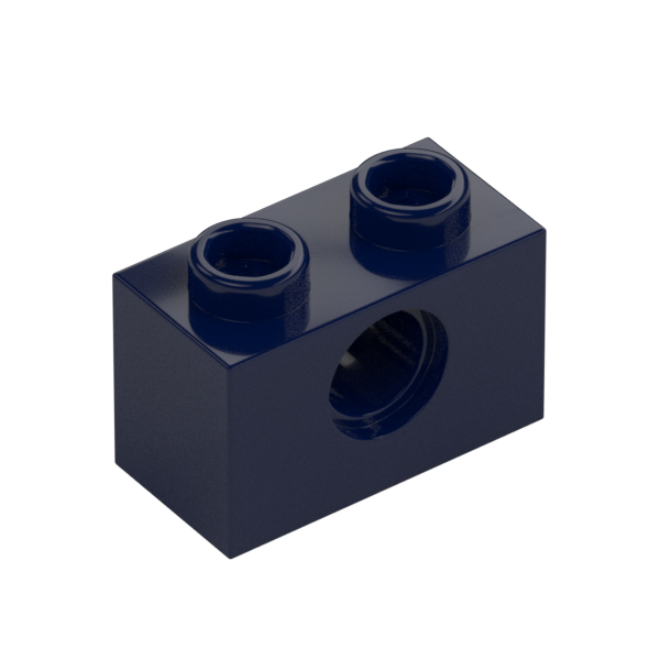 Dark Blue Technic Brick 1x2 [1 Pin Hole] - Used - $0.14