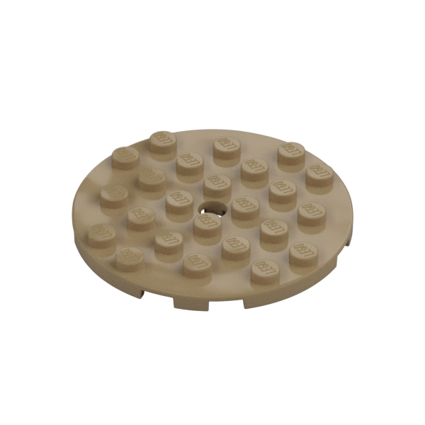 Dark Tan Plate Round 6x6 with Hole - New - $0.20