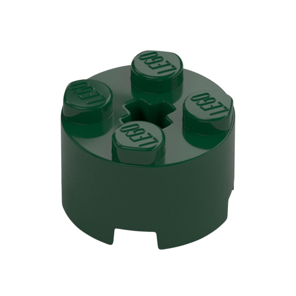 Dark Green Brick Round 2x2 with Axle Hole - Used - $0.27