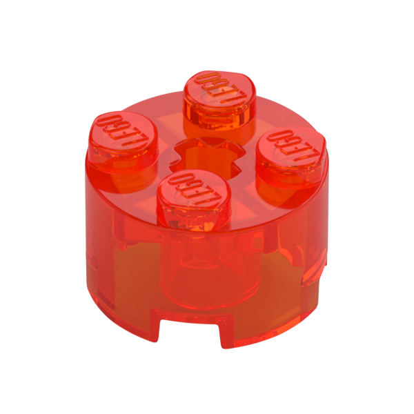 Trans-Neon Orange Brick Round 2x2 with Axle Hole - Used - $0.05