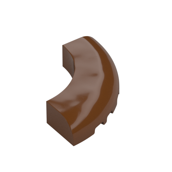 Reddish Brown Brick Round Corner 5x5x1 Curved, Bottom Cut Outs, No Studs, 9 Bottom Tubes - New - $0.40