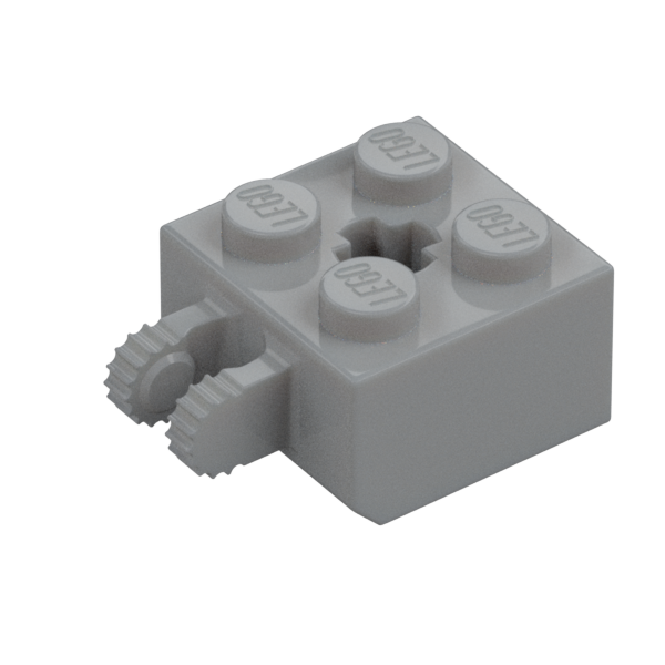 Light Bluish Gray Hinge Brick 2x2 Locking with 2 Fingers Vertical and Axle Hole, 9 Teeth - Used - $0.04