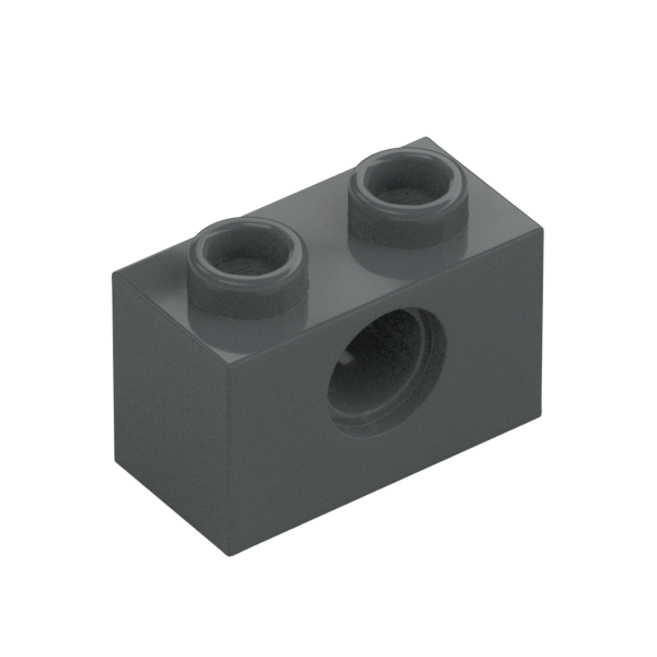Dark Bluish Gray Technic Brick 1x2 [1 Pin Hole] - New - $0.05