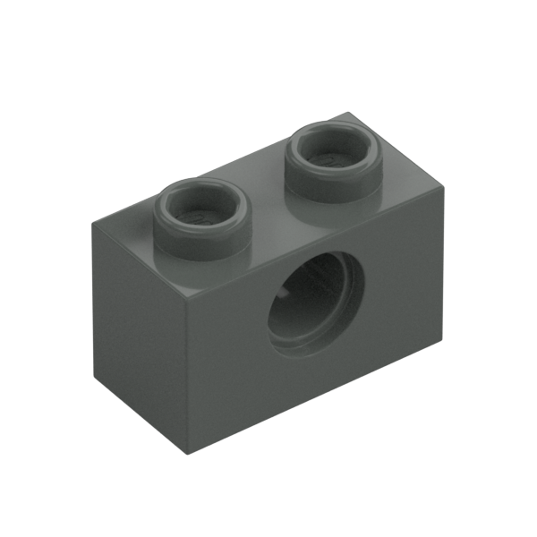 Dark Gray Technic Brick 1x2 [1 Pin Hole] - Used - $0.06