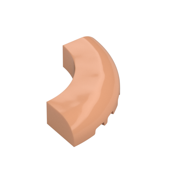 Nougat Brick Round Corner 5x5x1 Curved, Bottom Cut Outs, No Studs, 9 Bottom Tubes - New - $0.09